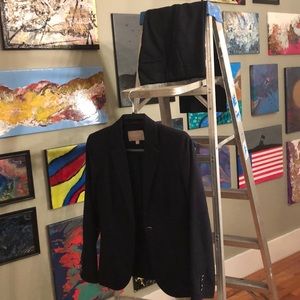 Navy Blue and White Polka Dot Pant Suit